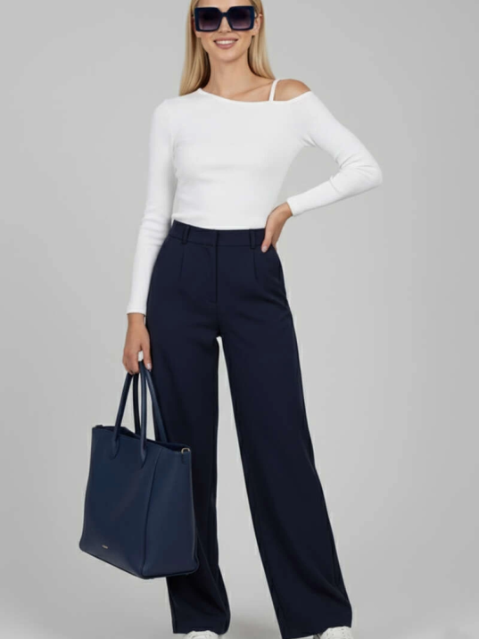 Tek Omuz İpli Bluz Beyaz T4328 Tek Omuz İpli Bluz Beyaz T4328