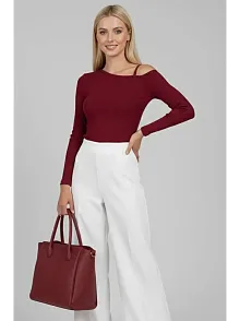 Tek Omuz İpli Bluz Bordo T4328