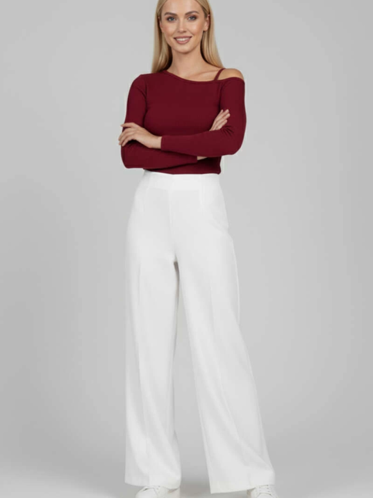 Tek Omuz İpli Bluz Bordo t4328 Tek Omuz İpli Bluz Bordo t4328