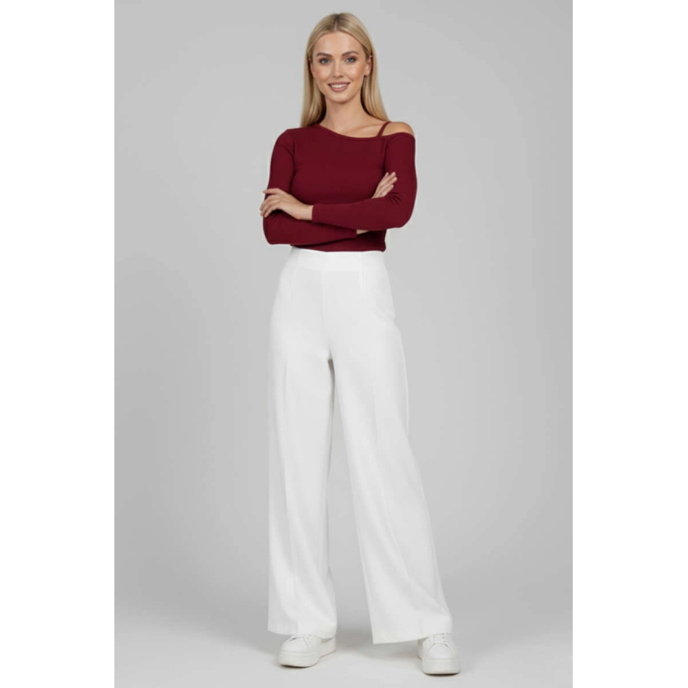 Tek Omuz İpli Bluz Bordo t4328 Tek Omuz İpli Bluz Bordo t4328