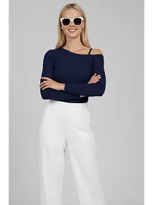 Tek Omuz İpli Bluz Lacivert T4328