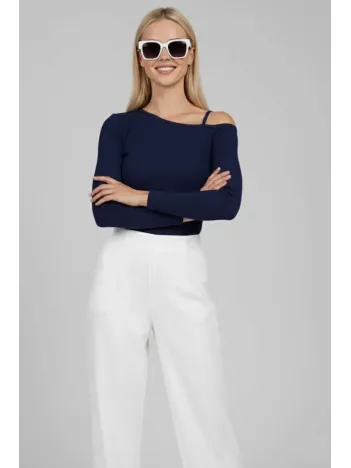 Tek Omuz İpli Bluz Lacivert T4328