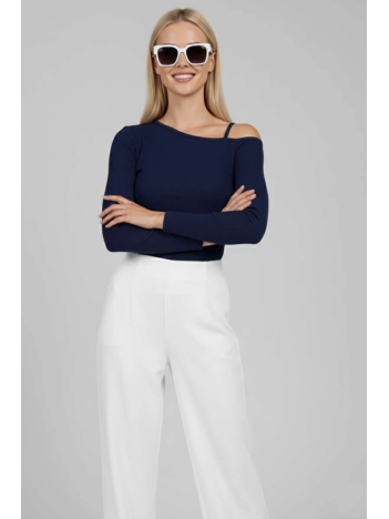 Tek Omuz İpli Bluz Lacivert T4328 Tek Omuz İpli Bluz Lacivert T4328