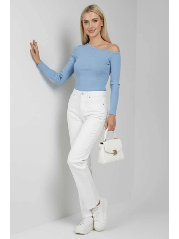 Tek Omuz İpli Bluz mavi t4328 Tek Omuz İpli Bluz mavi t4328