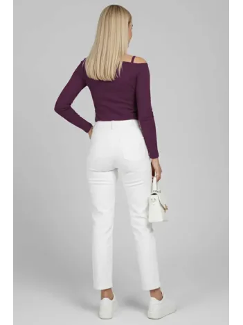 Tek Omuz İpli Bluz Mürdüm T4328