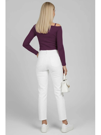 Tek Omuz İpli Bluz Mürdüm T4328 Tek Omuz İpli Bluz Mürdüm T4328