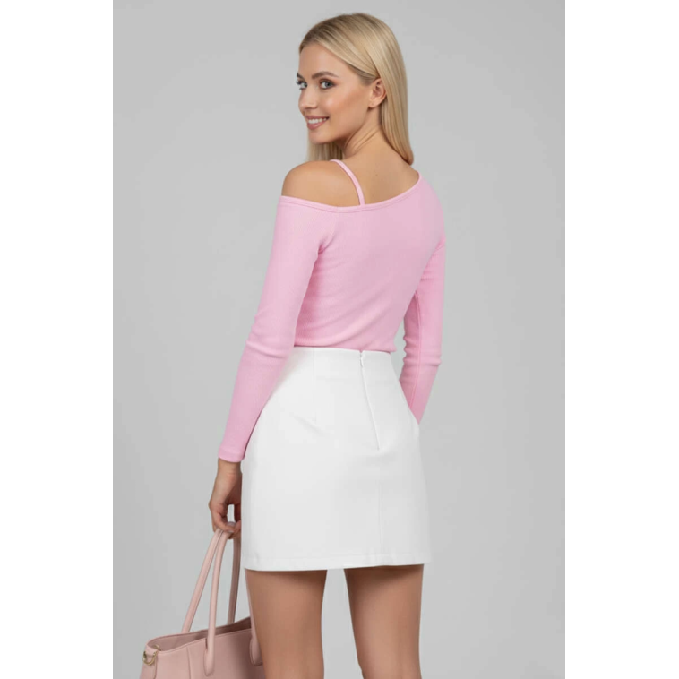 Tek Omuz İpli Bluz Pembe T4328 Tek Omuz İpli Bluz Pembe T4328