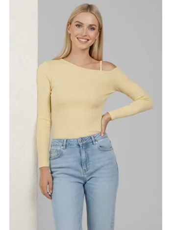 Tek Omuz İpli Bluz Sarı T4328