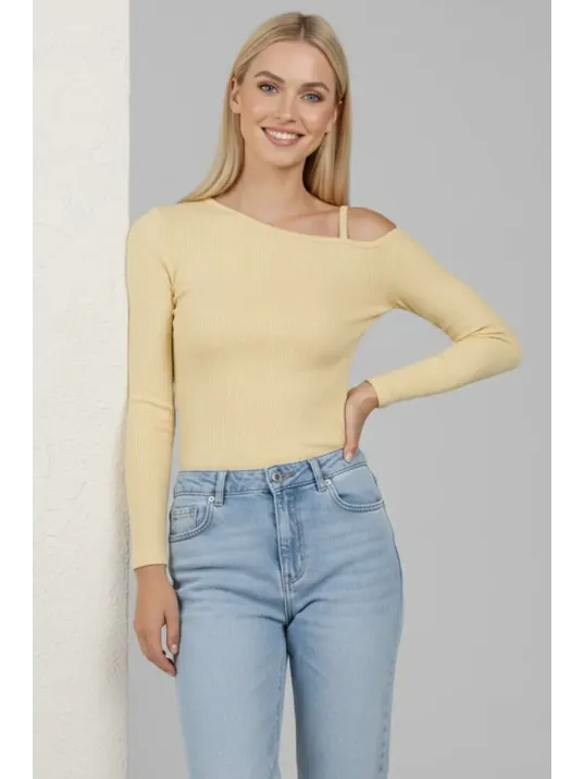 Tek Omuz İpli Bluz Sarı T4328