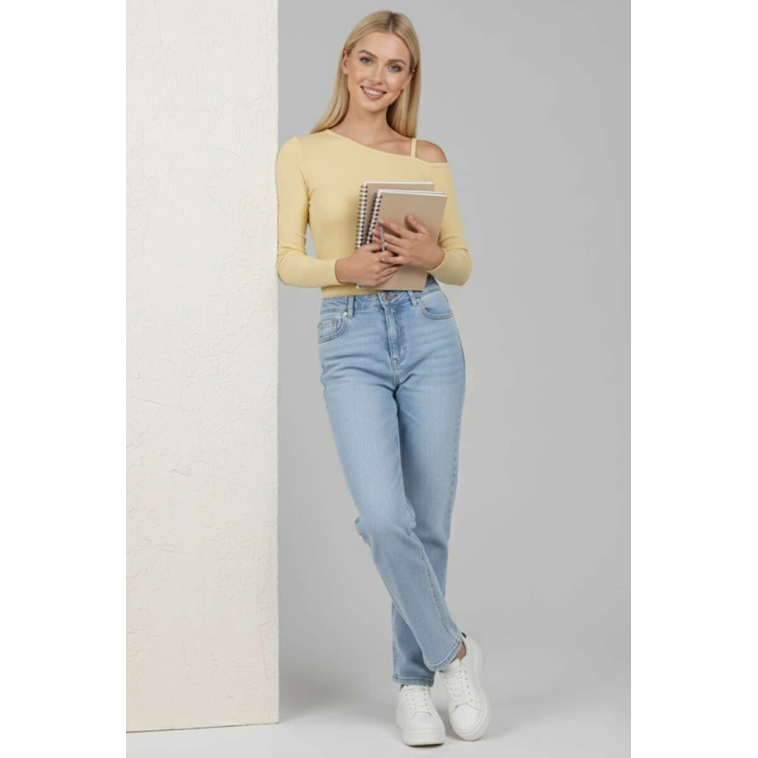 Tek Omuz İpli Bluz Sarı T4328 Tek Omuz İpli Bluz Sarı T4328