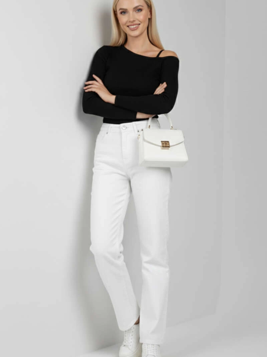 Tek Omuz İpli Bluz Siyah T4328 Tek Omuz İpli Bluz Siyah T4328