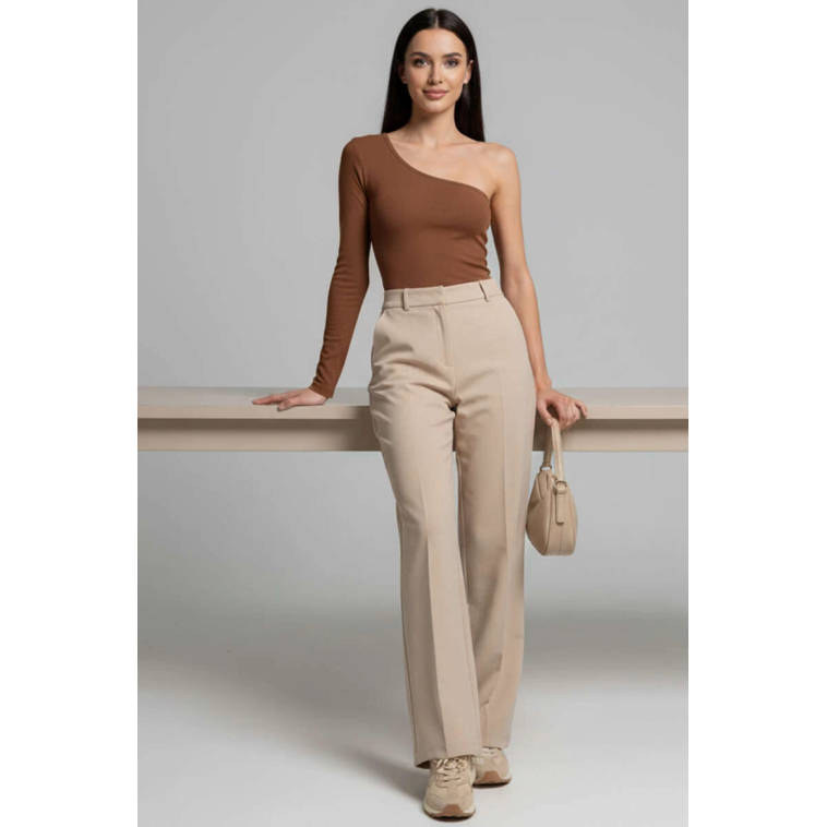Tek Omuzlu Basic Bluz kahve T4275 Tek Omuzlu Basic Bluz kahve T4275