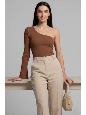 Tek Omuzlu Basic Bluz kahve T4275 Tek Omuzlu Basic Bluz kahve T4275