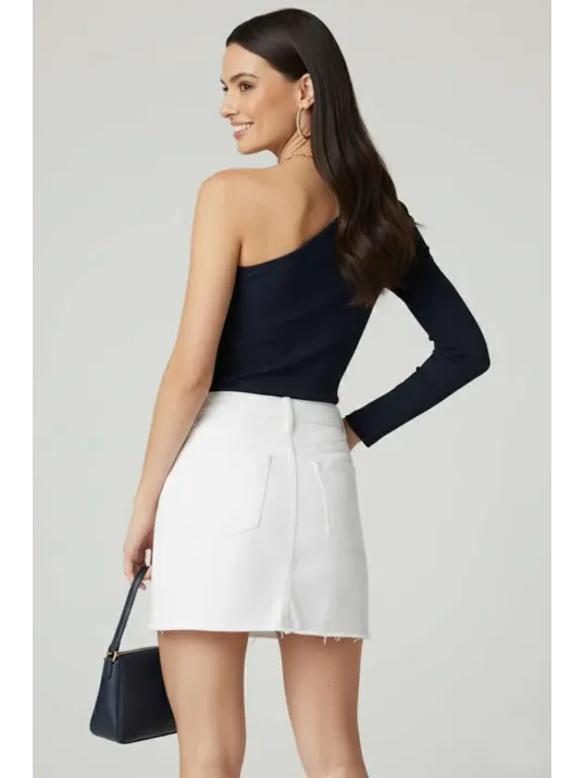 Tek Omuzlu Basic Bluz Lacivert T4275