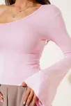 Tek Omuzlu Basic Bluz Pembe T4275