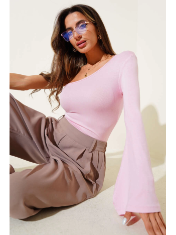 Tek Omuzlu Basic Bluz Pembe T4275 Tek Omuzlu Basic Bluz Pembe T4275
