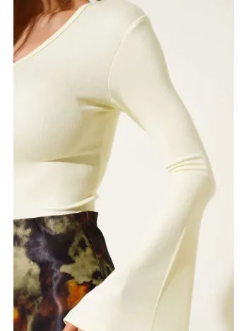 Tek Omuzlu Basic Bluz Sarı T4275