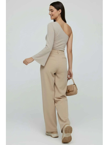 Tek Omuzlu Basic Bluz Vizon T4275 Tek Omuzlu Basic Bluz Vizon T4275