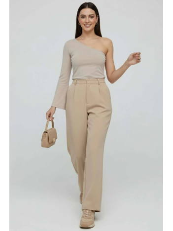 Tek Omuzlu Basic Bluz Vizon T4275 Tek Omuzlu Basic Bluz Vizon T4275