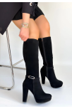 Tekja Siyah Süet Topuklu Çizme