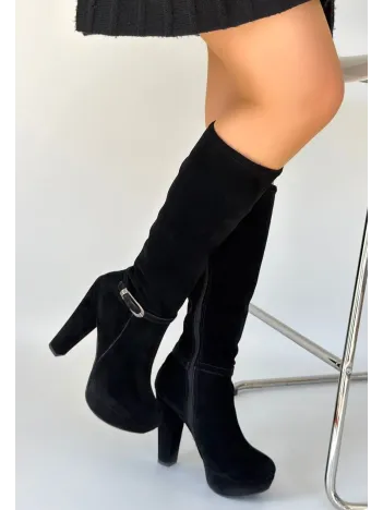 Tekja Siyah Süet Topuklu Çizme Tekja Siyah Süet Topuklu Çizme
