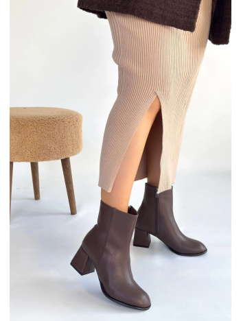 Tendy Kahverengi Cilt Topuklu Bot