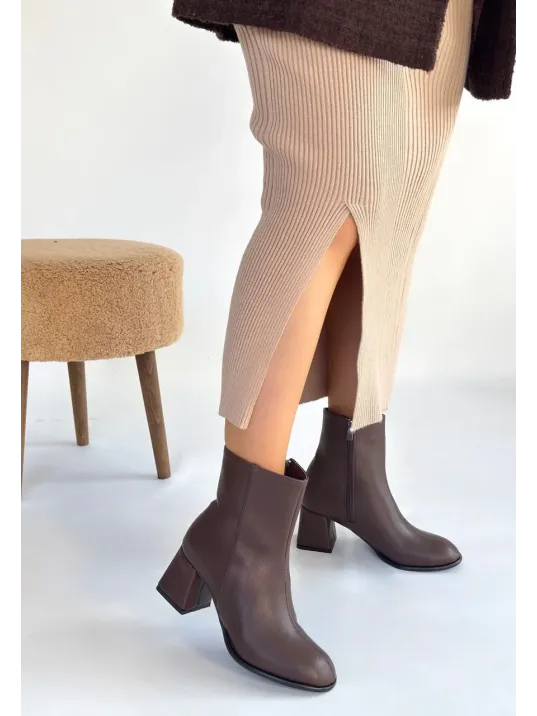 Tendy Kahverengi Cilt Topuklu Bot Tendy Kahverengi Cilt Topuklu Bot