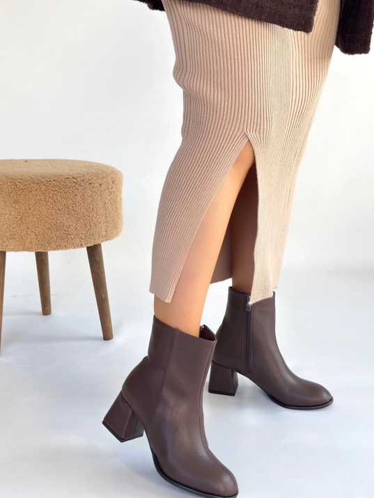 Tendy Kahverengi Cilt Topuklu Bot