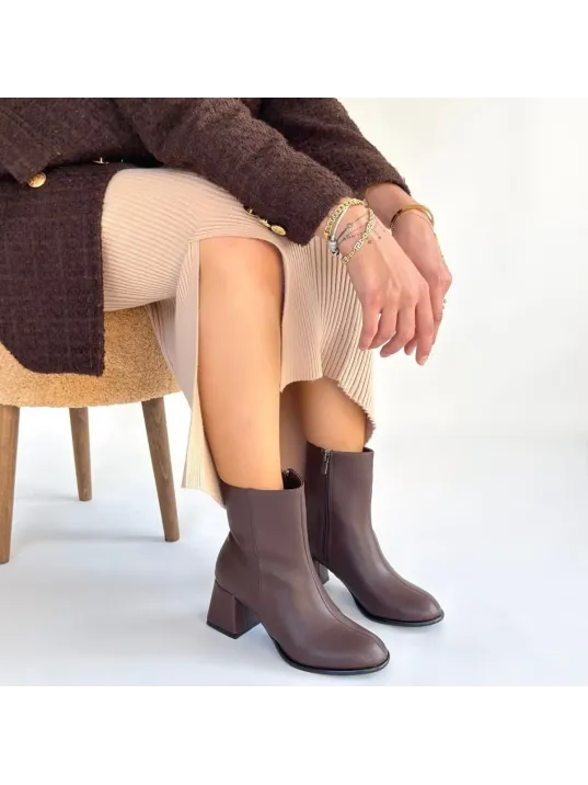 Tendy Kahverengi Cilt Topuklu Bot Tendy Kahverengi Cilt Topuklu Bot