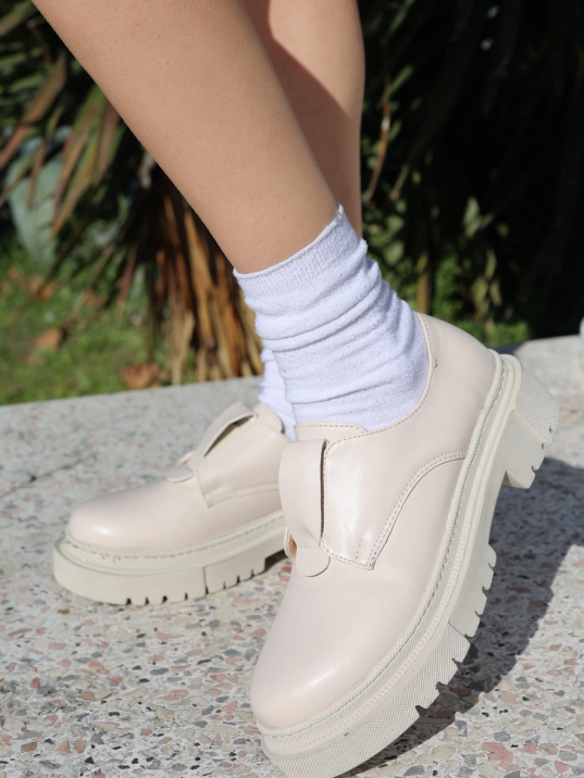 Terp Bej Cilt Oxford Ayakkabı Terp Bej Cilt Oxford Ayakkabı