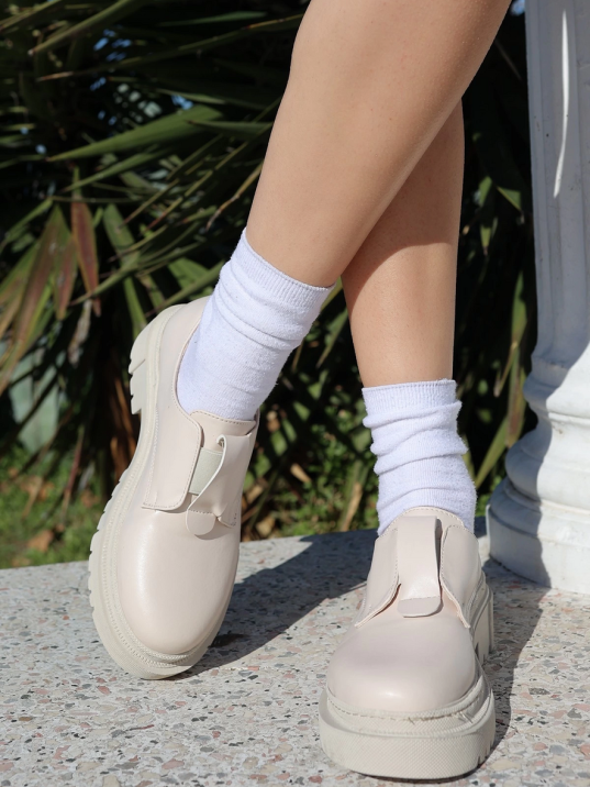 Terp Bej Cilt Oxford Ayakkabı Terp Bej Cilt Oxford Ayakkabı