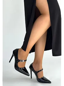 Tiej Siyah Rugan Stiletto Ayakkabı