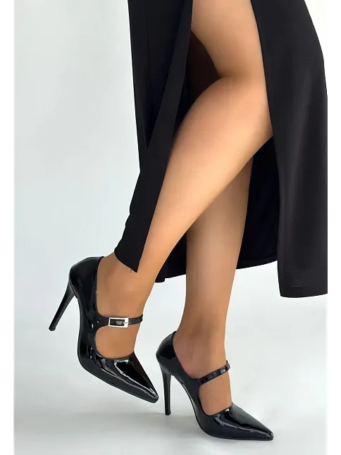 Tiej Siyah Rugan Stiletto Ayakkabı