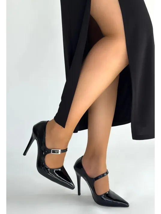 Tiej Siyah Rugan Stiletto Ayakkabı Tiej Siyah Rugan Stiletto Ayakkabı