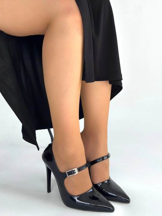 Tiej Siyah Rugan Stiletto Ayakkabı Tiej Siyah Rugan Stiletto Ayakkabı