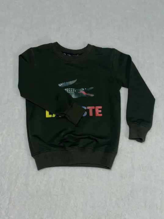 Timsah Baskılı Bisiklet Yaka Sweatshirt Erkek Çocuk Haki Timsah Baskılı Bisiklet Yaka Sweatshirt Erkek Çocuk Haki