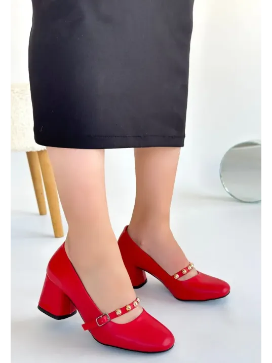 Tino Kırmızı Cilt Topuklu Ayakkabı Tino Kırmızı Cilt Topuklu Ayakkabı