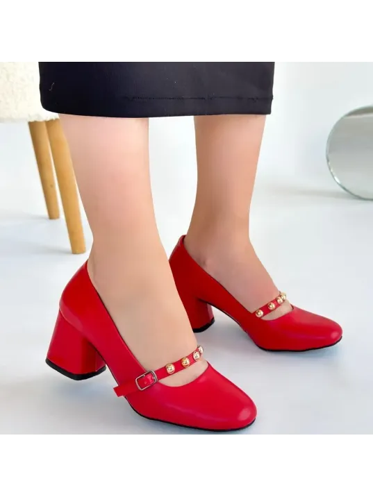 Tino Kırmızı Cilt Topuklu Ayakkabı Tino Kırmızı Cilt Topuklu Ayakkabı