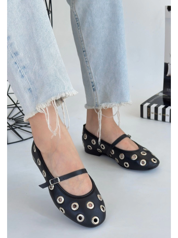 Tinta Siyah Cilt Babet Ayakkabı Tinta Siyah Cilt Babet Ayakkabı