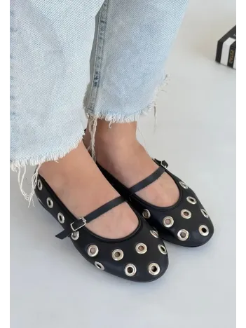 Tinta Siyah Cilt Babet Ayakkabı Tinta Siyah Cilt Babet Ayakkabı