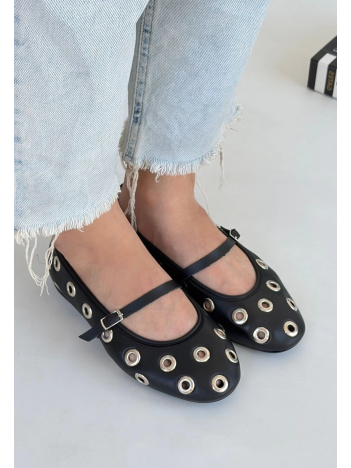 Tinta Siyah Cilt Babet Ayakkabı Tinta Siyah Cilt Babet Ayakkabı