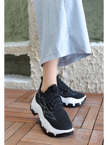 Toga Siyah Triko Bağcıklı Spor Ayakkabı