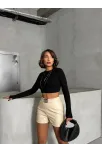 Tokalı Deri Şort H24444