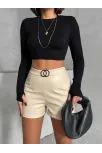 Tokalı Deri Şort H24444