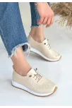 Tone Bej Cilt Bağcıklı Spor Ayakkabı Tone Bej Cilt Bağcıklı Spor Ayakkabı