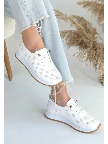 Tone Beyaz Cilt Bağcıklı Spor Ayakkabı