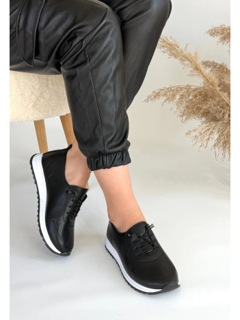 Tone Siyah Cilt Bağcıklı Spor Ayakkabı Tone Siyah Cilt Bağcıklı Spor Ayakkabı