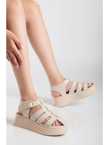 Toten Bej Cilt Kemerli Sandalet Toten Bej Cilt Kemerli Sandalet