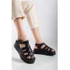 Toten Siyah Cilt Kemerli Sandalet Toten Siyah Cilt Kemerli Sandalet