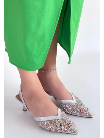 Toyi Gümüş Saten Topuklu Ayakkabı Toyi Gümüş Saten Topuklu Ayakkabı